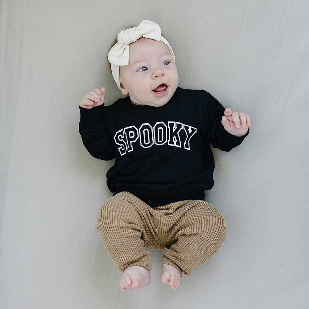 Mebie Baby Spooky French Terry Crew Neck Black 2T Unisex Halloween